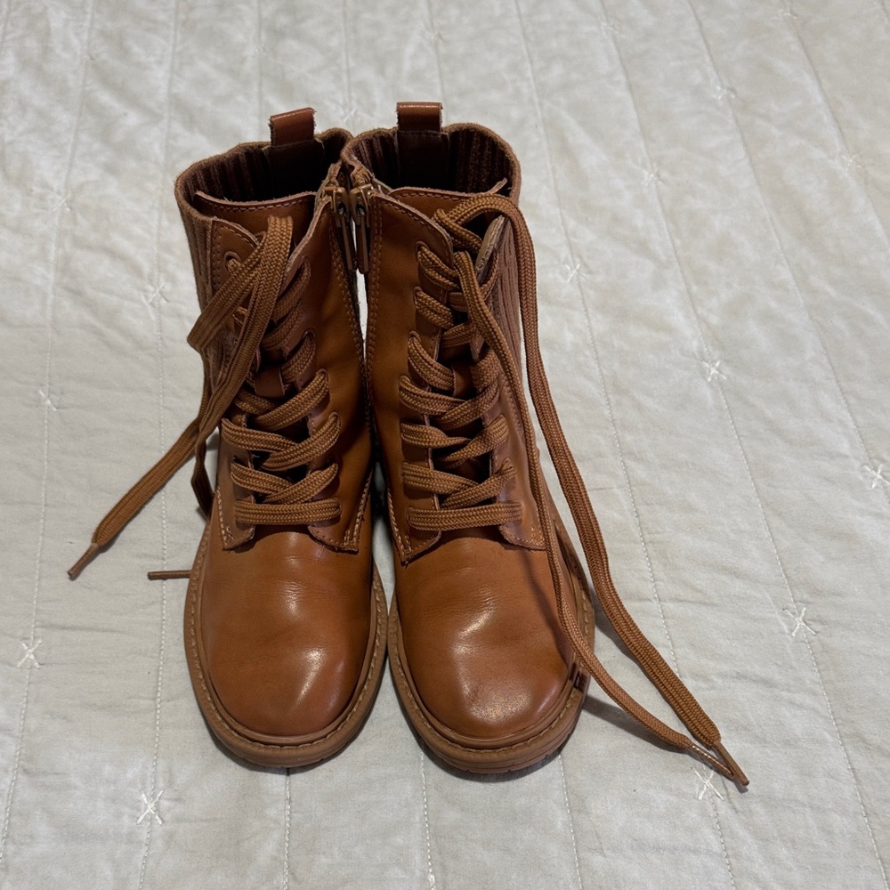 Sam Edelman Tan Lace-Up Kids Boots